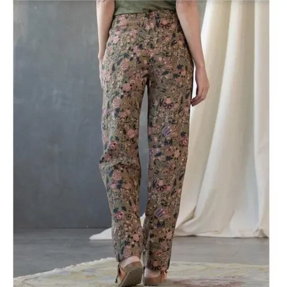 Sundance Madora Pants Olive Green Multi Floral Print - Picture 16 of 16